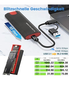 Generic M2 SSD Enclosure USB 3.2 Gen 2 NVME and SATA USB PCIe Adapter, Aluminum Tool-Free M.2 SSD Adapter 10Gbps for 2230 2242 2260 2280 M-Key or MP-Key Compatible with Samsung Crucial  - Image 2