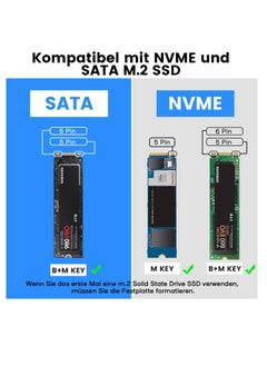 Generic M2 SSD Enclosure USB 3.2 Gen 2 NVME and SATA USB PCIe Adapter, Aluminum Tool-Free M.2 SSD Adapter 10Gbps for 2230 2242 2260 2280 M-Key or MP-Key Compatible with Samsung Crucial  - Image 3