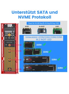 Generic M2 SSD Enclosure USB 3.2 Gen 2 NVME and SATA USB PCIe Adapter, Aluminum Tool-Free M.2 SSD Adapter 10Gbps for 2230 2242 2260 2280 M-Key or MP-Key Compatible with Samsung Crucial  - Image 4