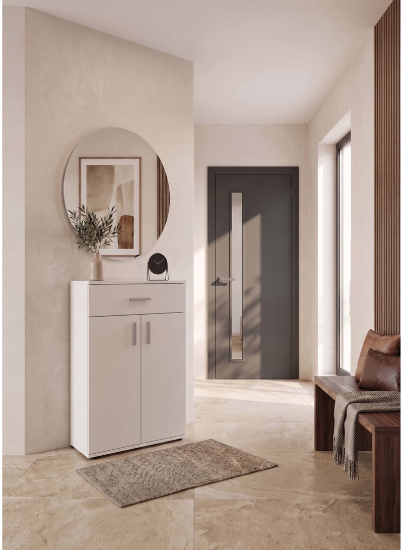 Furniture Store Modern shoe rack/shoe cabinet with a wide drawer and 5 shelves, MDF, in white, high-quality finish, from Furniture Store. - Image 1