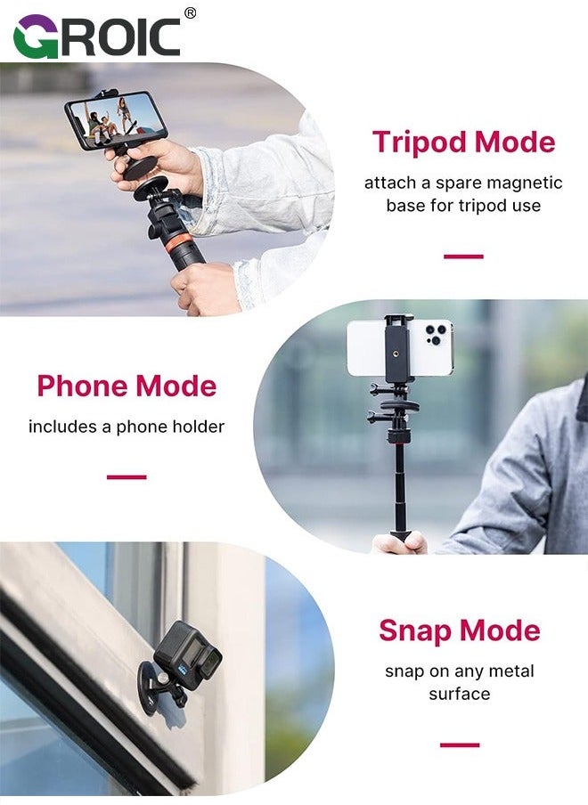 GROIC - Magnetic Chest Mount Holder for Gopro, Action Camera Quick Release POV Vlog Accessories I 45N Strong Suction Phone Carrying Bag Gopro Hero 11 10 9 8 DJI insta360 - Image 1