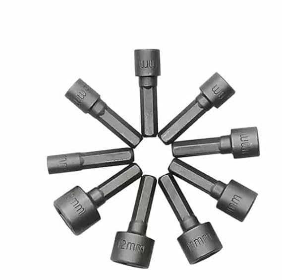 SHB 9pcs 1/4"" Hex Shank Power Nut Driver Drill Bit Socket Wrench Screw 5-13mm Magnetic Nut Driver Set - Image 1
