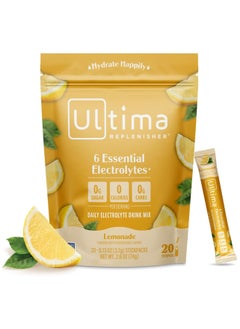 Ultima Replenisher Hydration Electrolyte Packets- 20 Count- Keto & Sugar Free- On the Go Convenience- Feel Replenished, Revitalized- Non-GMO & Vegan Electrolyte Drink Mix- Lemonade​  - Image 1