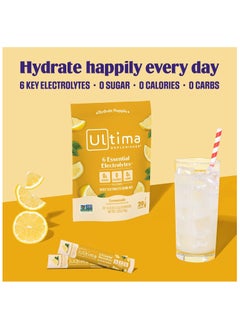 Ultima Replenisher Hydration Electrolyte Packets- 20 Count- Keto & Sugar Free- On the Go Convenience- Feel Replenished, Revitalized- Non-GMO & Vegan Electrolyte Drink Mix- Lemonade​  - Image 3