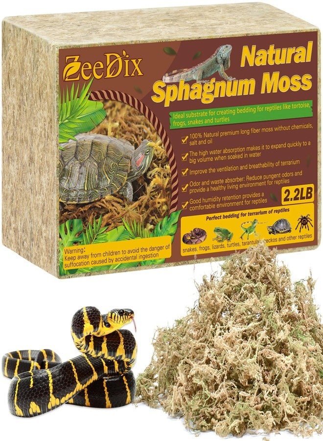 ZeeDix 2.2 LB Premium Sphagnum Moss for Reptiles, 50 QT Natural Reptile Moss for Terrarium, Dried Long Fibered Sphagnum Peat Moss Bedding for Leopard Gecko Frogs Anoles Snake Ball Python Turtle - Image 1