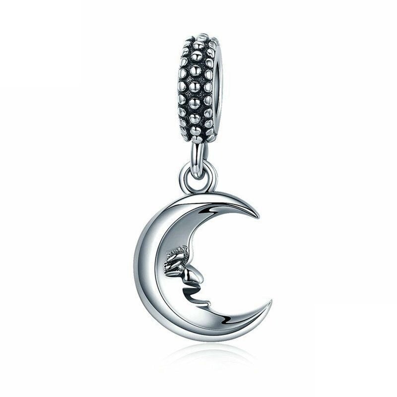 ABAOLA 925 Sterling Silver Dangling Moon Charm Fit Charms Bracelet & Necklace - Image 2