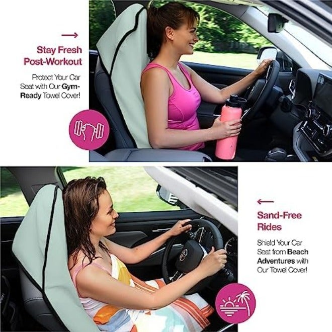 lebogner Waterproof Sweat Towel Car Seat Cover for Post Gym Workout, Running, Swimming, Beach and Hiking, Universal Fit Anti-Slip Bucket Seat Protector for Cars, SUVs and Trucks, Machine Washable -  Grey - Image 5