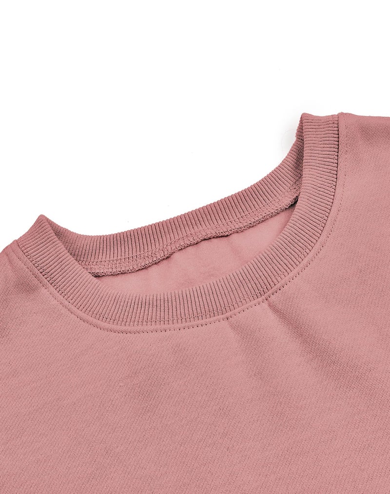 Joywayco Women's Long Sleeve Round Neck Cropped Sweatshirts Comfy Fleece Casual Pullover Tops (Pink,Medium,Female,Adult,US,Alpha,Medium,Regular,Regular) - Image 4