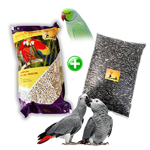 Parrots Wizard, Small Size Sunflower Pack and Safflower Seeds Combo Pack (Each 900 Grams) - Image 1