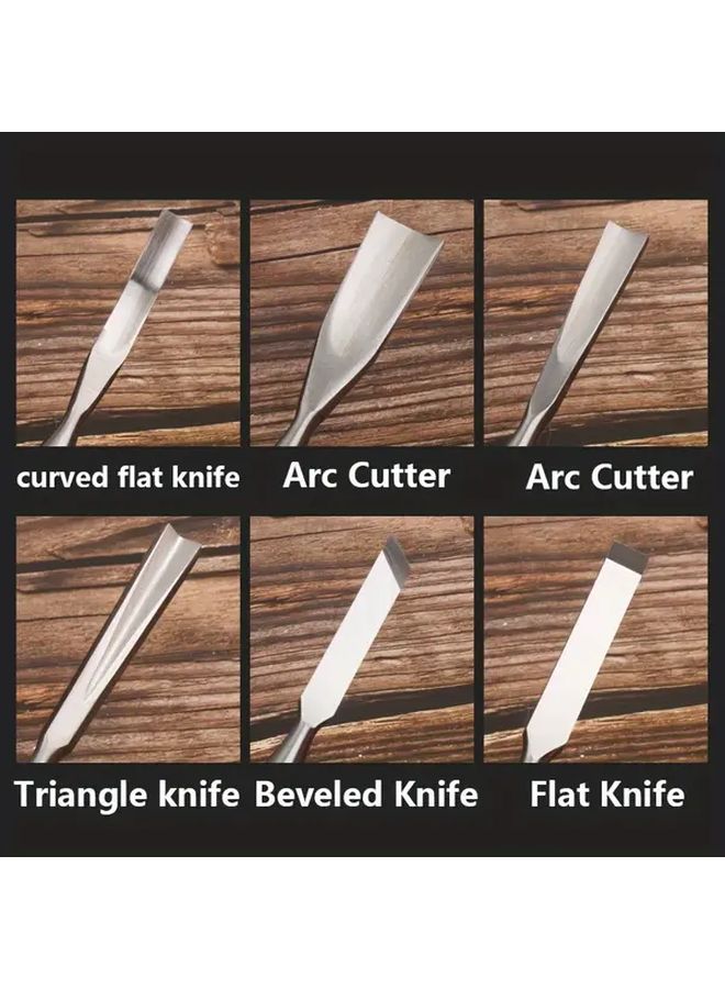 JCJX 12 Piece Chrome Vanadium Steel Wood Chisel Set Walnut Handle Wood Carving Tools in Wooden Case - Image 5