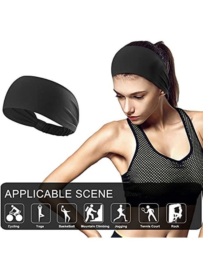Seayoo 4 pcs Summer Sports Headbands, Stretchy Durable Sweatband Headbands for Men Women Fitness Pilates Running Yoga-Black - Image 3
