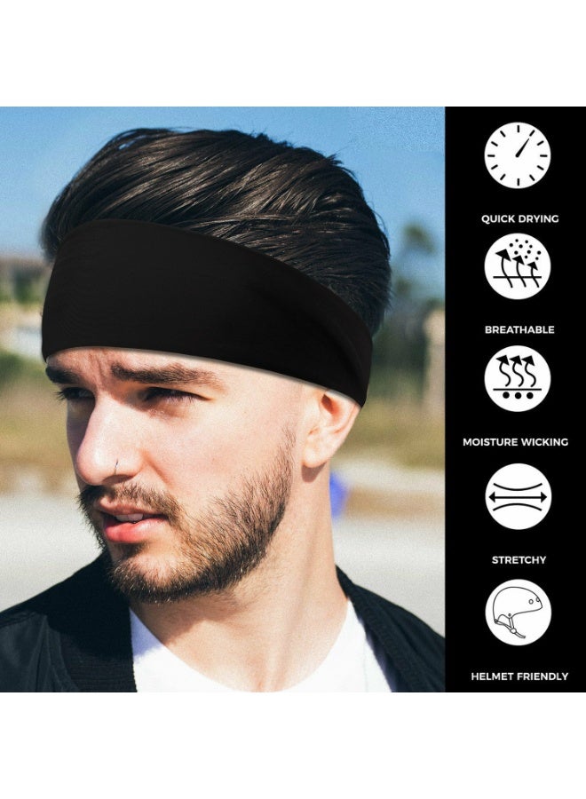 Seayoo 4 pcs Summer Sports Headbands, Stretchy Durable Sweatband Headbands for Men Women Fitness Pilates Running Yoga-Black - Image 4