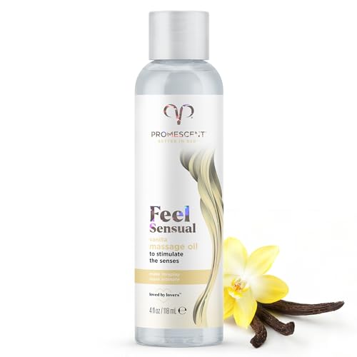 Promescent Massage Oil for Massage Therapy Massage Oils for Date Night Premium Body Oil for Men Women to Relieve Stress Sore Muscles Essential Oils for Skin 4 oz Vanilla