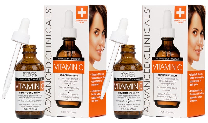 Advanced Clinicals Brightening Vitamin C Serum For Face With Glycolic Acid  Lactic Acid  Vitamin C Eye Serum Face Moisturizer For Improving Look Of Dark Spots  Uneven Complexion 2Pack