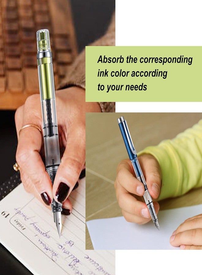 Epakh 4 Pieces Refillable Fountain Pen Transparent Piston Pen Extra Fine Filling Fountain Stationery for Calligraphy Painting, Drawing, School, Scrapbook and Sketch Signature - Image 5