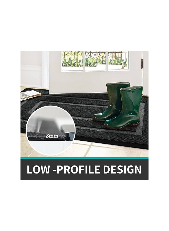 The Bros حصيرة باب أمامي، حصيرة ترحيبية غير قابلة للانزلاق، حصيرة مطاطية ماصة منخفضة الارتفاع، حصائر داخلية وخارجية مقاومة للماء، حصيرة أرضية سهلة التنظيف لمدخل المنزل (45 * 75 سم) (ب، رمادي) - Image 5