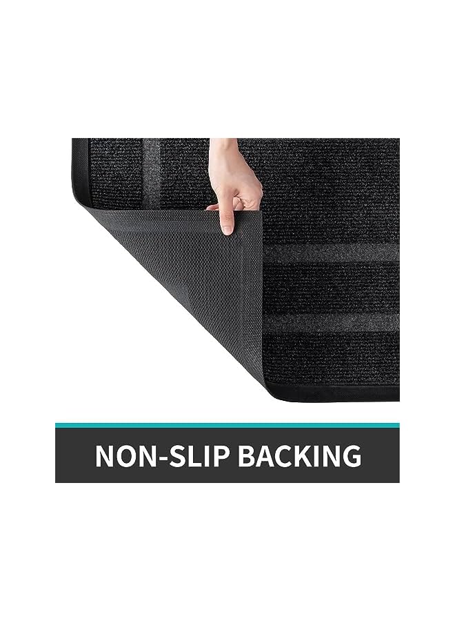 The Bros حصيرة باب أمامي، حصيرة ترحيبية غير قابلة للانزلاق، حصيرة مطاطية ماصة منخفضة الارتفاع، حصائر داخلية وخارجية مقاومة للماء، حصيرة أرضية سهلة التنظيف لمدخل المنزل (45 * 75 سم) (ب، رمادي) - Image 4