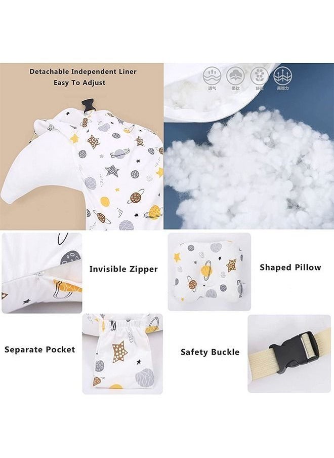 Generic - Multipurpose Feeding Pillow, Large Breastfeeding Pillows for Babies, Feeding Pillow, Baby Nursing Pillows, Bed U-shape Pillow and Baby Lounger for Newborn (0-12 months) (White Planet) - Image 1