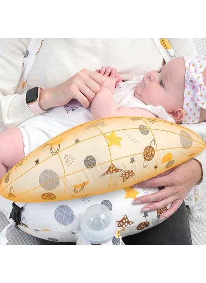 Generic - Multipurpose Feeding Pillow, Large Breastfeeding Pillows for Babies, Feeding Pillow, Baby Nursing Pillows, Bed U-shape Pillow and Baby Lounger for Newborn (0-12 months) (White Planet) - Image 1