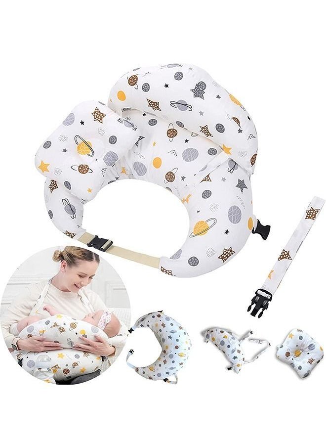 Generic - Multipurpose Feeding Pillow, Large Breastfeeding Pillows for Babies, Feeding Pillow, Baby Nursing Pillows, Bed U-shape Pillow and Baby Lounger for Newborn (0-12 months) (White Planet) - Image 1