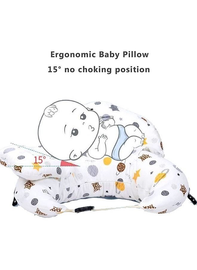 Generic - Multipurpose Feeding Pillow, Large Breastfeeding Pillows for Babies, Feeding Pillow, Baby Nursing Pillows, Bed U-shape Pillow and Baby Lounger for Newborn (0-12 months) (White Planet) - Image 1