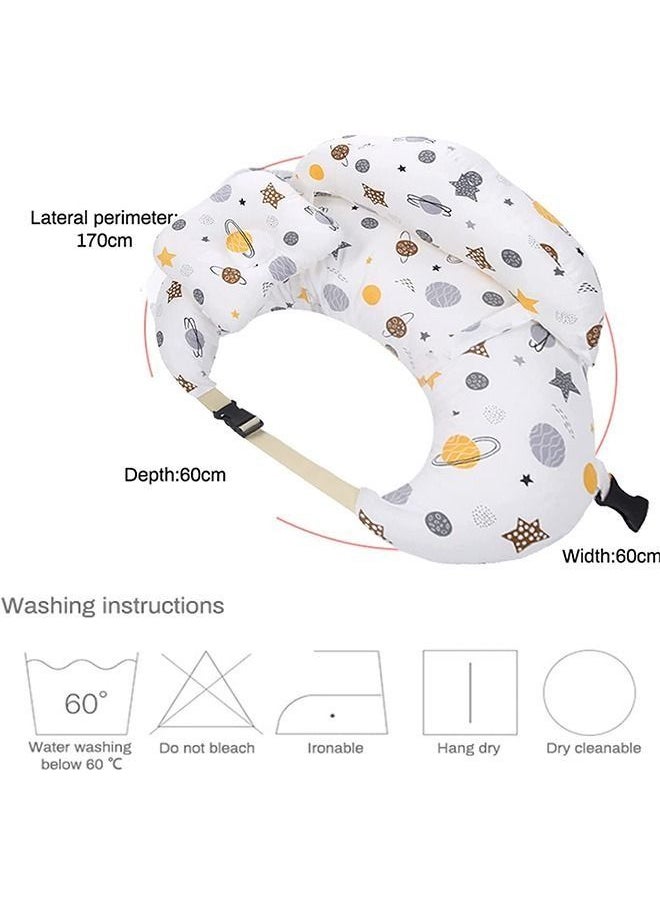 Generic - Multipurpose Feeding Pillow, Large Breastfeeding Pillows for Babies, Feeding Pillow, Baby Nursing Pillows, Bed U-shape Pillow and Baby Lounger for Newborn (0-12 months) (White Planet) - Image 1