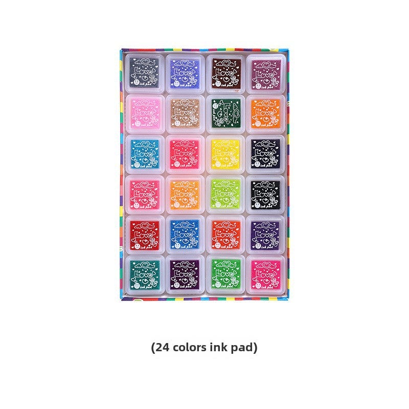 Generic Colorful Finger Paint Ink Pad 24pcs for Kids 24 color a set of boxed 