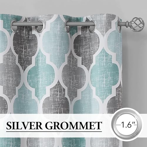 Beauoop 100% Blackout Curtains 84 Inches Long 2 Panels for Bedroom Living Room Aqua Grey Moroccan Geo Room Darkening Thermal Insulated Soundproof Grommet Top Window Treatments Drapes, 50x84 Set of 2 - Image 2