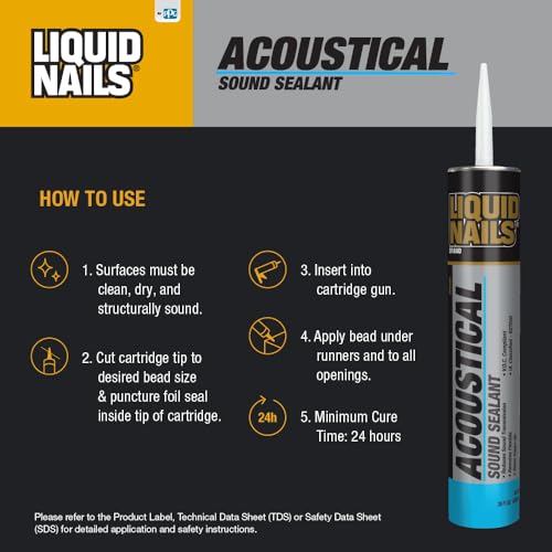 Liquid Nails سائل مسامير صوتي 28 أونصة. مادة مانعة للتسرب بيضاء داخلية تقلل من الصوت - Image 3