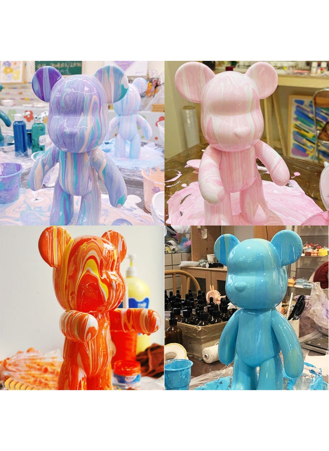 Generic - Fluid Bear Handmade Diy Key Chain Fluid Rabbit Dragon Violent Bear Key Chain Small Pendant Activity Gift-Color:33cm Bear + 6 Colors Of Your Choice 60ml + One Material Package - Image 1
