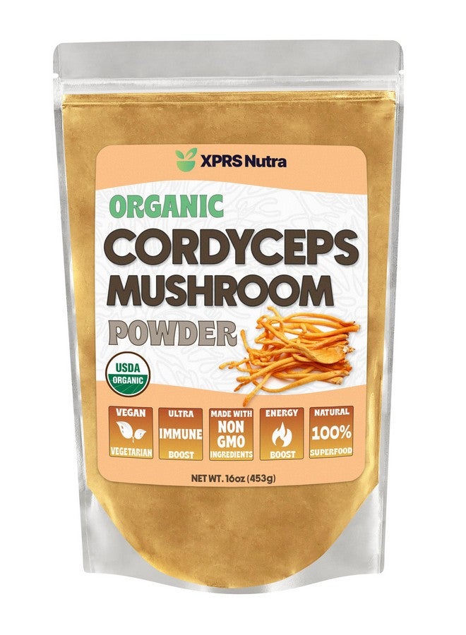 XPRS Nutra بودرة فطر الكورديسيبس العضوي من XPRS Nutra - فطر كورديسيبس متميز - مكمل بودرة فطر الكورديسيبس الحقيقي لدعم الطاقة والمناعة - فطر كورديسيبس مناسب للنباتيين (16 أونصة) - Image 1
