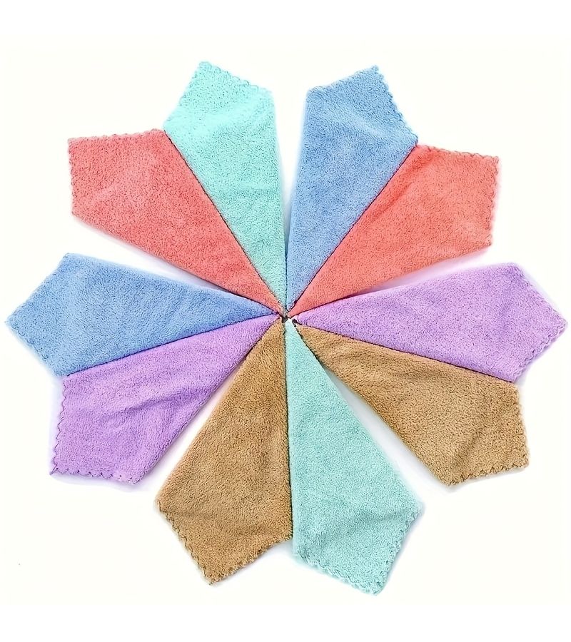 12pcs Solid Color Towel Set Soft Absorbent Quick Dry Washcloth Multipurpose - Image 2