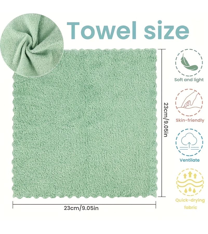 12pcs Solid Color Towel Set Soft Absorbent Quick Dry Washcloth Multipurpose - Image 3
