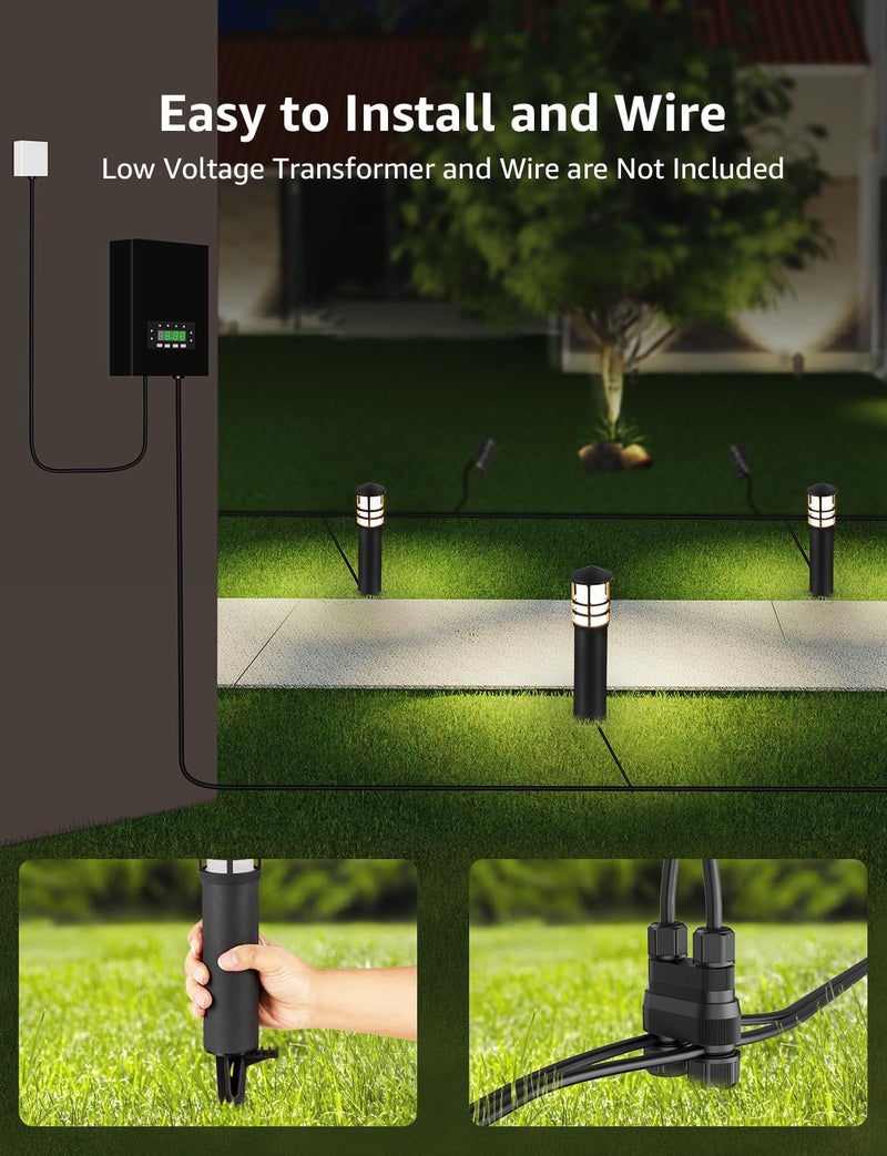 SUNVIE 8-Pack Low Voltage Pathway Lights 3W LED Landscape Pathway Lighting 3000K Warm White CRI 90+ Landscape Lights Wired 12-24V Aluminum Bollard Path Lights for Walkway Yard Garden, ETL Listed Cord - Image 4
