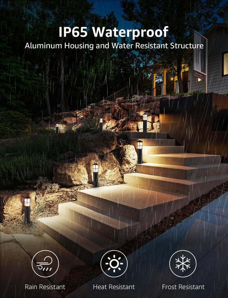 SUNVIE 8-Pack Low Voltage Pathway Lights 3W LED Landscape Pathway Lighting 3000K Warm White CRI 90+ Landscape Lights Wired 12-24V Aluminum Bollard Path Lights for Walkway Yard Garden, ETL Listed Cord - Image 5
