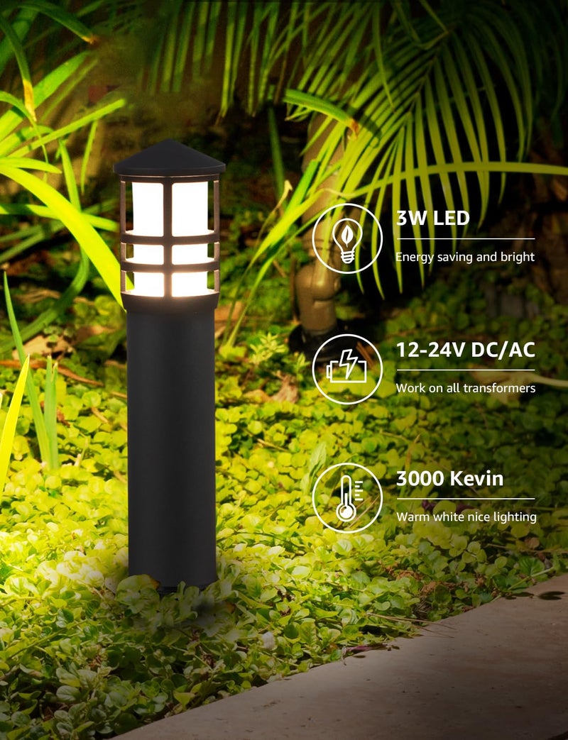 SUNVIE 8-Pack Low Voltage Pathway Lights 3W LED Landscape Pathway Lighting 3000K Warm White CRI 90+ Landscape Lights Wired 12-24V Aluminum Bollard Path Lights for Walkway Yard Garden, ETL Listed Cord - Image 2