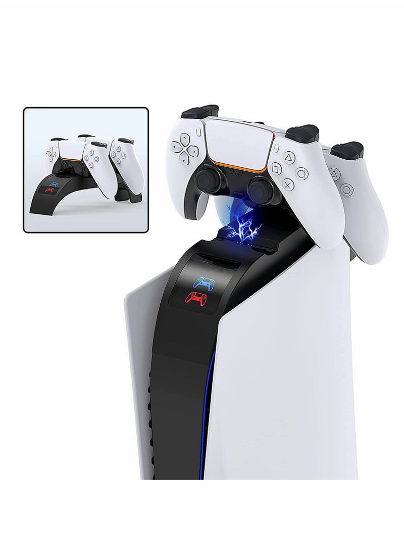 أبيجا محطة شحن PS5 لأجهزة تحكم Sony Playstation 5 Dualsense ، إضافة إلى ملحقات قاعدة شاحن وحدة مزدوجة الأغراض مطورة مع 2.5H سريع  - Image 1
