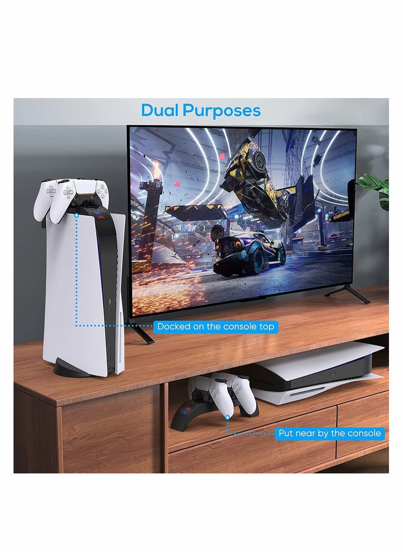 أبيجا محطة شحن PS5 لأجهزة تحكم Sony Playstation 5 Dualsense ، إضافة إلى ملحقات قاعدة شاحن وحدة مزدوجة الأغراض مطورة مع 2.5H سريع  - Image 2