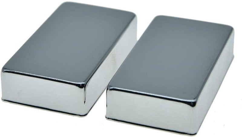 KAISH Set of 2 Sealed Humbucker Guitar Pickup Covers Brass Humbucker Pickup Cover No Holes Chrome - Image 3