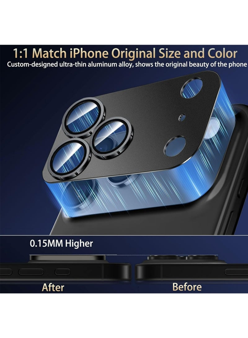 بولوز 2 حزمة كاميرا عدسة حامي لآيفون 17 برو اكسسوارات ، سبيكة الألومنيوم المعدنية حامي كاميرا الزجاج المقوى ، [الصف العسكري مقاوم للكسر] [حالة صديقة] -أسود - Image 3