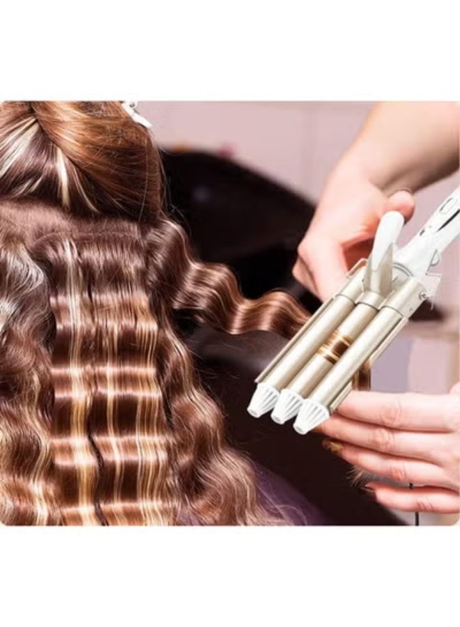 JAJEEK "2PCS Professional Hair Styling Set | Ceramic Triple Barrel Curling Iron & Hair Straightener Brush | Fast Heating, Adjustable Temperature, Anti-Frizz Design for Smooth, Wavy & Sleek Hairstyles – Salon-Quality Styling Tools" - Image 2