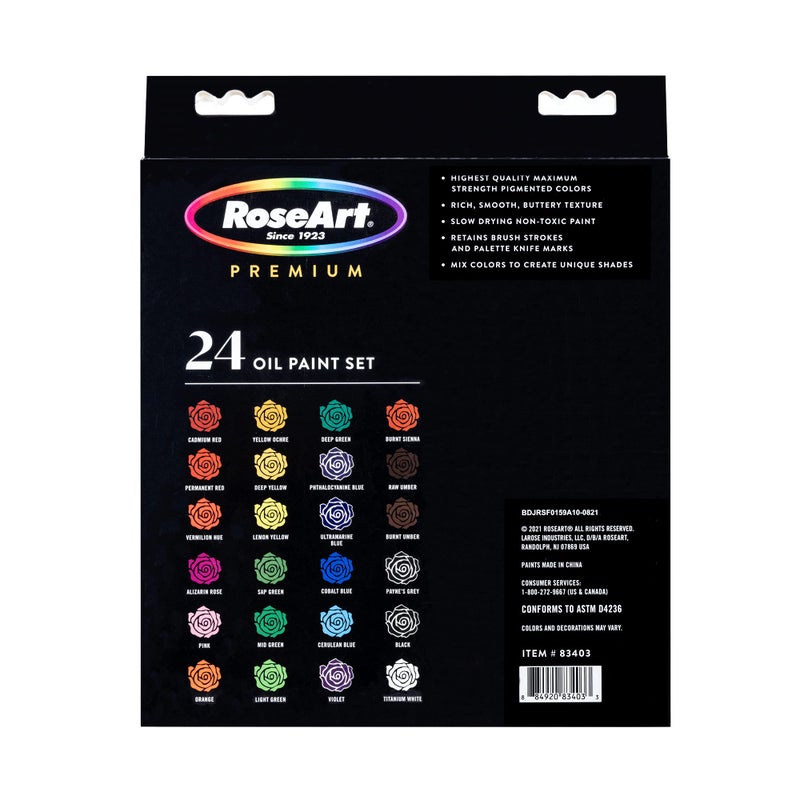 RoseArt Premium Oil Paint - Set 24 Colors, Maximum Strength Pigmented Oil Paints for Casual to Professional Artists, multi - Image 2