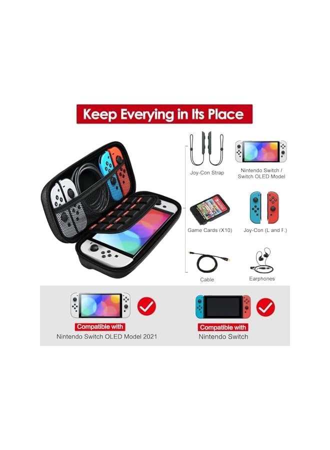 بروماس حقيبة حمل لجهاز نينتندو سويتش/ سويتش OLED-Pokemon Scarlet والبنفسجي حقيبة سفر صلبة محمولة واقية لوحدة التحكم والملحقات (أبيض) - Image 4