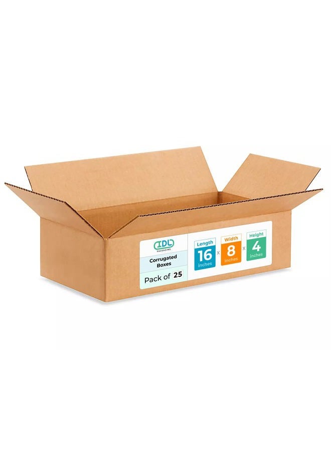 IDL Packaging 16"L x 8"W x 4"H Medium Cardboard Box (Pack of 25) for Moving, Shipping or Storage, Made in USA, 100% Recyclable, Brown. Packaging Boxes for USPS, UPS, FEDEX Shipping - Image 1