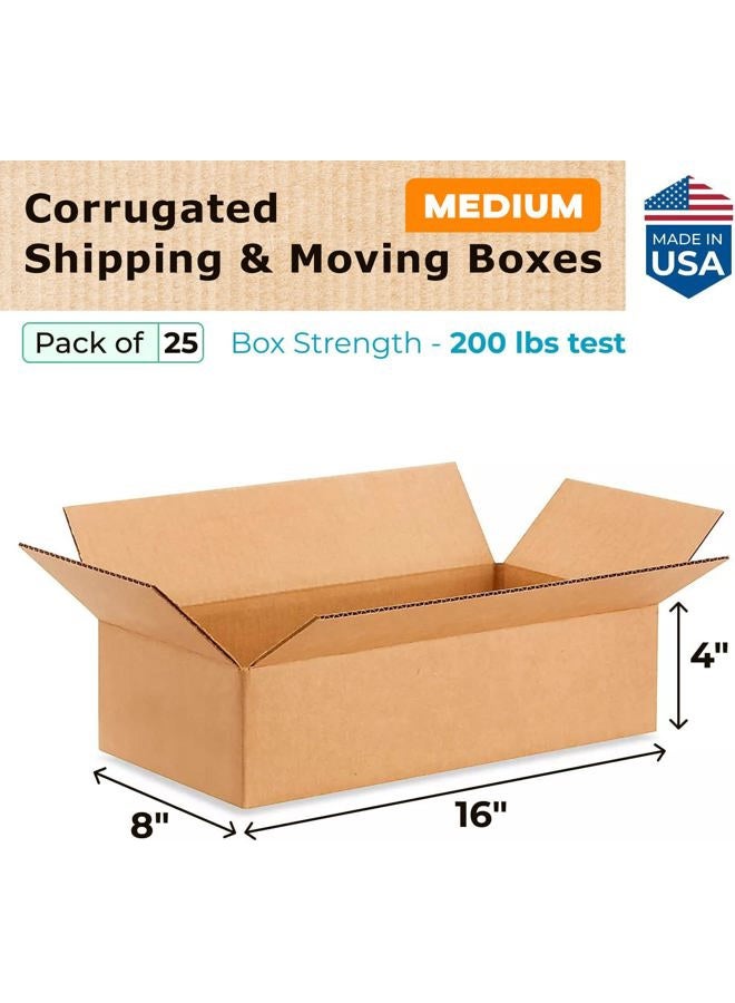 IDL Packaging 16"L x 8"W x 4"H Medium Cardboard Box (Pack of 25) for Moving, Shipping or Storage, Made in USA, 100% Recyclable, Brown. Packaging Boxes for USPS, UPS, FEDEX Shipping - Image 2