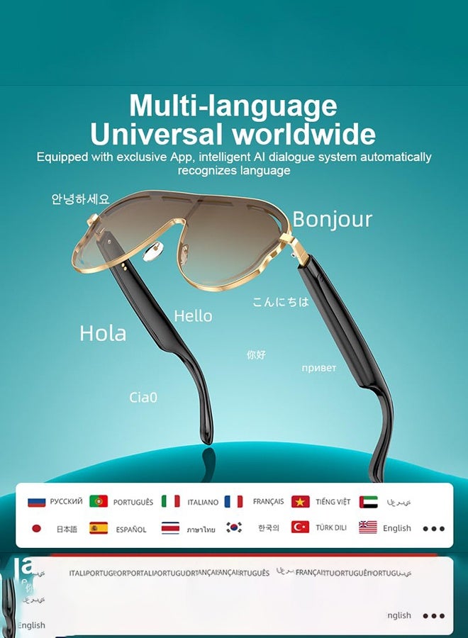 AI Translation Smart Glasses – Real-Time Voice Translator for 100+ Languages ​​| Bluetooth 6.0 Sunglasses with Touch Control for Travel, Business  Language Learning - Image 5