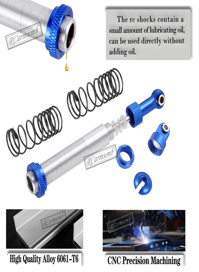 Rcarmumb 130mm Universal Shock Absorber Upgrades Part for 1/10 RC Scale Cars,Aluminum Alloy 7075 RC Adjustable Shocks Damper Universal Hops Up,4PCS,Navy Blue - Image 3
