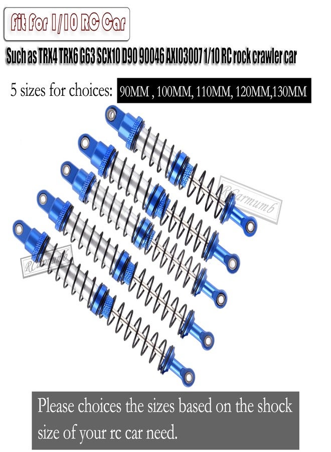 Rcarmumb 130mm Universal Shock Absorber Upgrades Part for 1/10 RC Scale Cars,Aluminum Alloy 7075 RC Adjustable Shocks Damper Universal Hops Up,4PCS,Navy Blue - Image 2