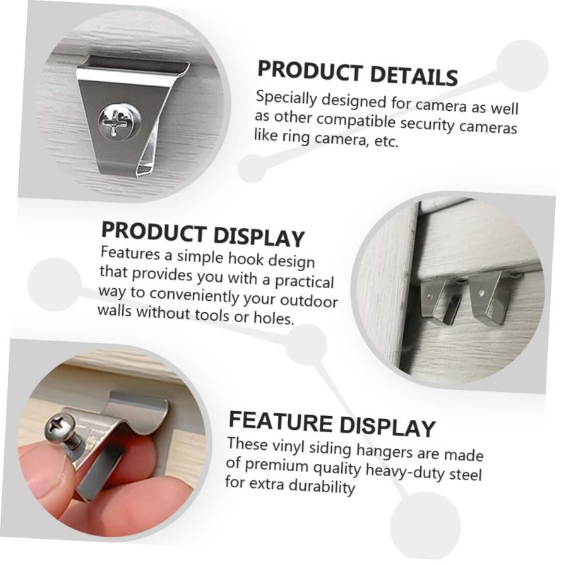 6Pcs Heavy Duty Vinyl Siding Hooks Punch Free Metal Hangers for Outdoor Security Cameras Weatherproof Design No Tools Required - Image 5