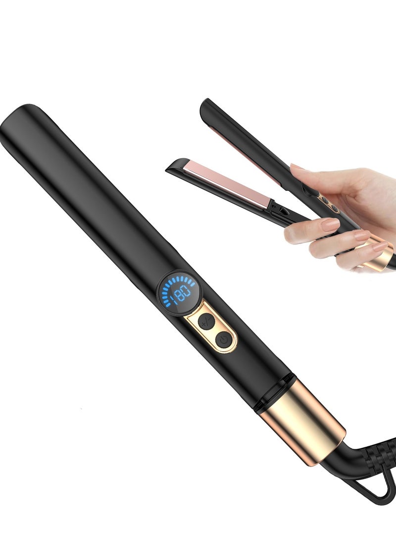 BESTIS Hand-Sized Mini Hair Straightener - 1.18 Inch Portable Ceramic Small Flat Iron for Short Hair, Bangs, Curls - Lightweight, Dual Voltage for Travel Hair Iron, Ideal for Styling - Black - Image 1